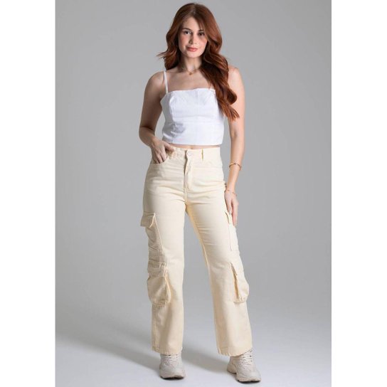Calça Sarja Sawary Reta - 278225 - AMARELO 46