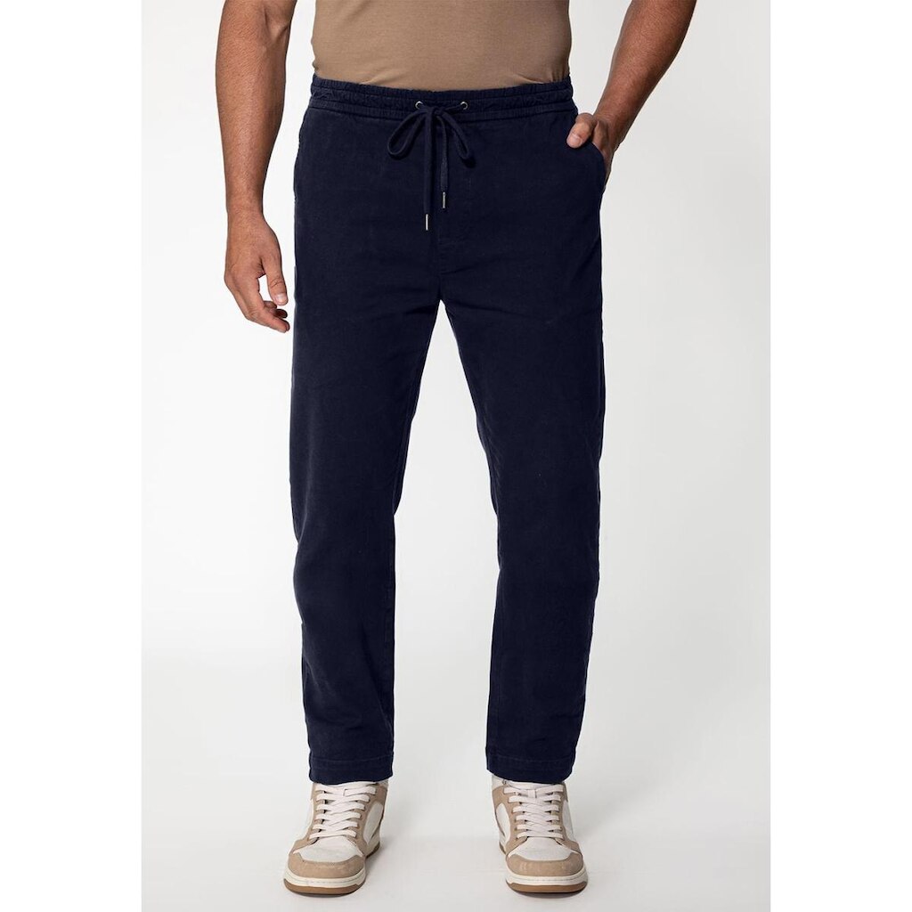 Calça Sarja Slim Elástico e Cadarço Azul Escuro
