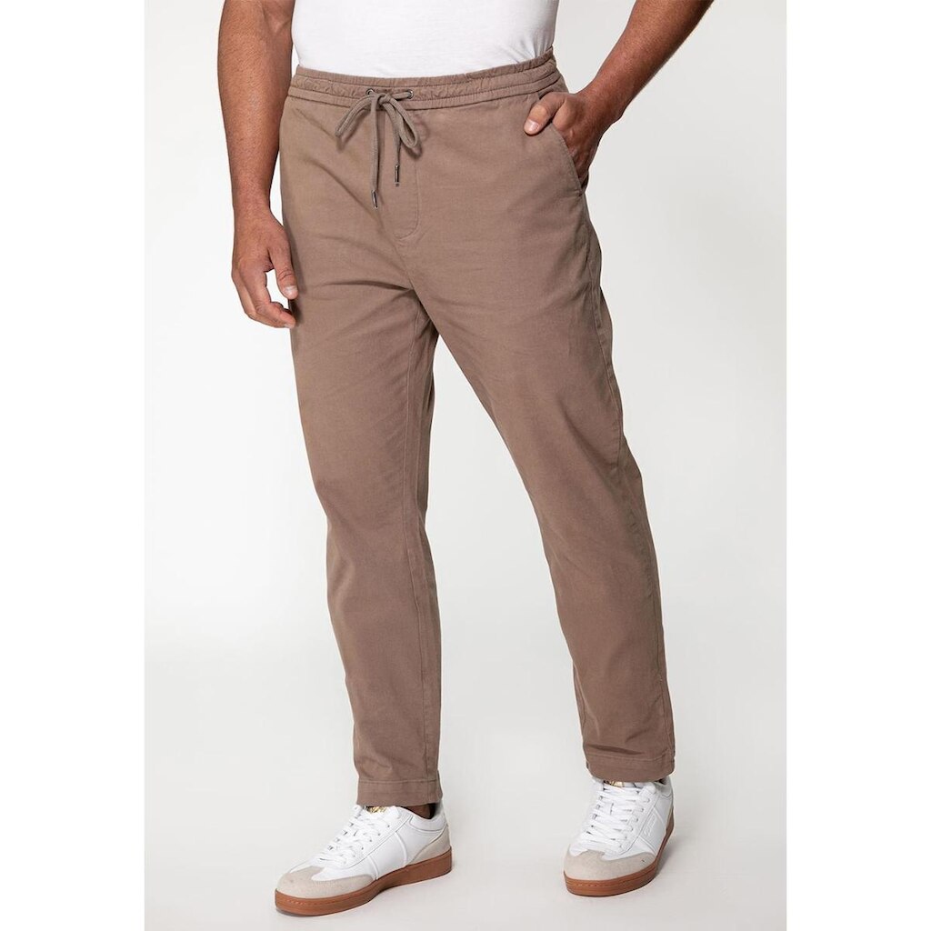 Calça Sarja Slim Elástico e Cadarço Marrom