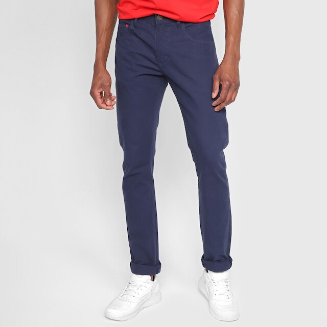Menor preço em Calça Sarja Slim Forum Paul Slim Masculina - Azul