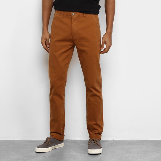 Calça Sarja Slim Reserva Masculina - Caramelo Menor preço em Calça Sarja Slim Reserva Masculina - Caramelo