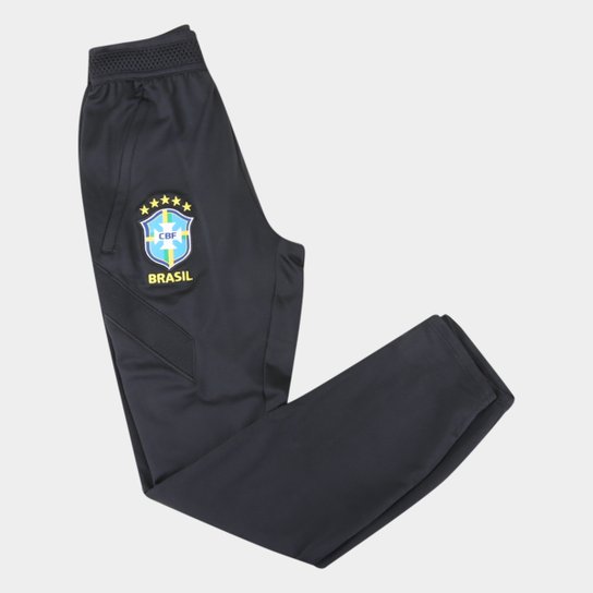 Calça Seleção Brasil Juvenil Treino 20/21 Nike - Preto+Amarelo Menor preço em Calça Seleção Brasil Juvenil Treino 20/21 Nike - Preto+Amarelo