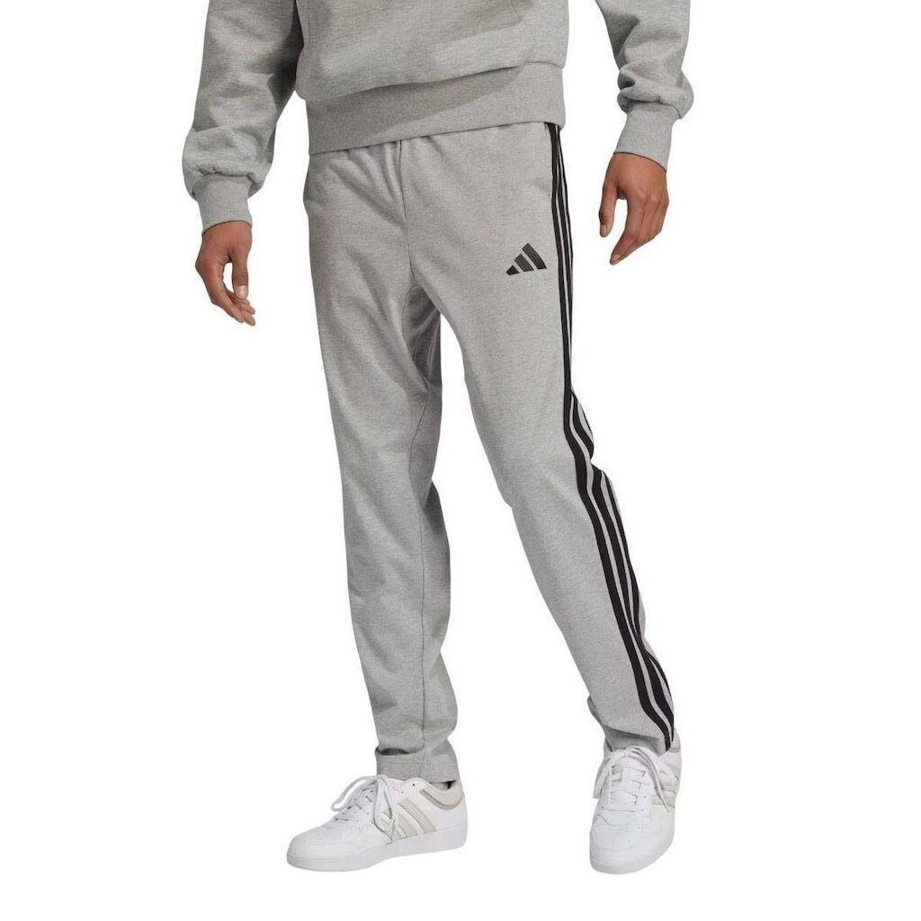 CALCA SINGLE JERSEY 3 STRIPES JE6428 - CINZA CLARO/PRETO PP