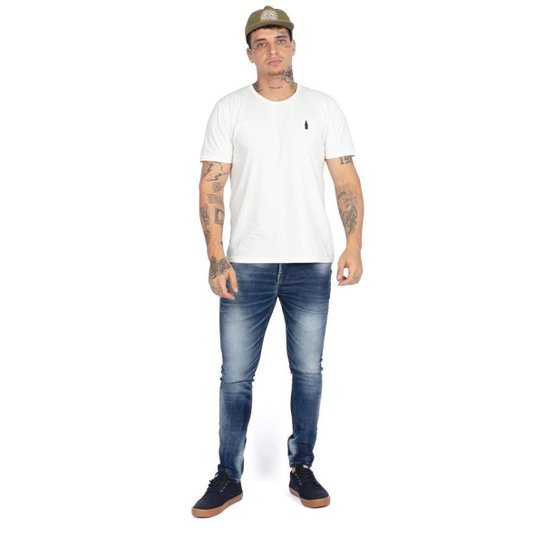 Calça Skinny Básica RockeSoda Masculina Conforto Casual - Azul Menor preço em Calça Skinny Básica RockeSoda Masculina Conforto Casual - Azul