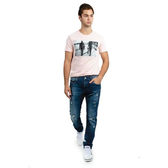 Calça Skinny Destroyed Zune Jeans Masculina Conforto Casual - Azul Menor preço em Calça Skinny Destroyed Zune Jeans Masculina Conforto Casual - Azul