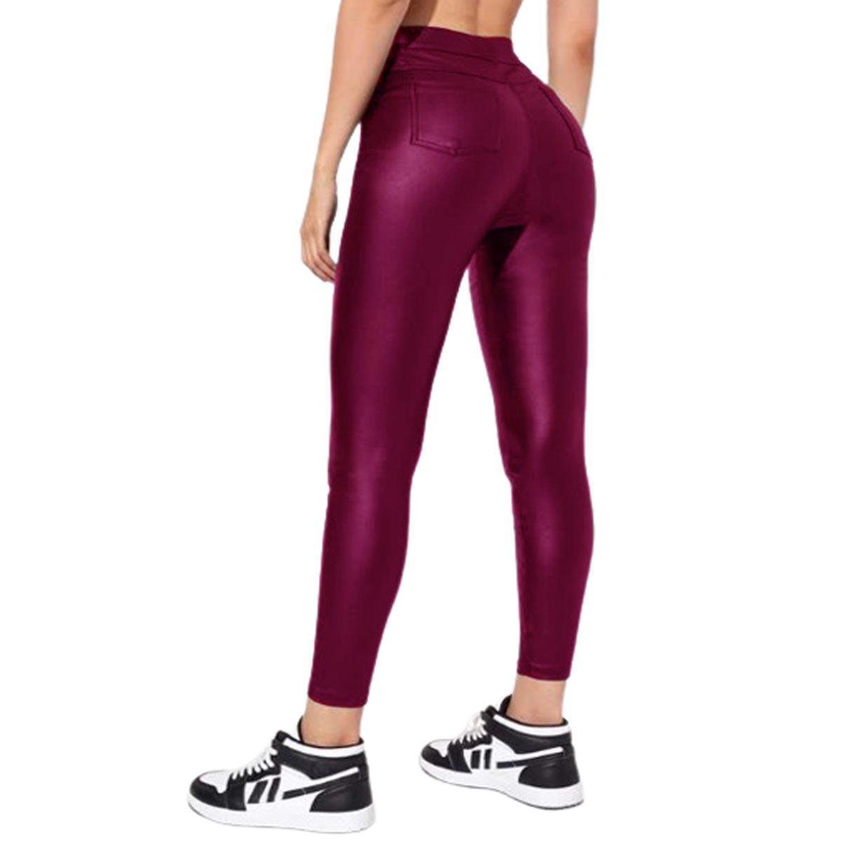 Calça Skinny Hot Pants Cirrê Vinho Netshoes