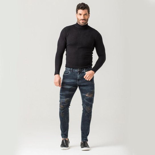 Calça Skinny Jeans Stretch Zune Jeans Masculina Estilo Moda - Azul Escuro Menor preço em Calça Skinny Jeans Stretch Zune Jeans Masculina Estilo Moda - Azul Escuro