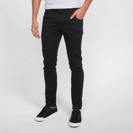 Calça Skinny Sarja Grifle Masculina - Preto Menor preço em Calça Skinny Sarja Grifle Masculina - Preto