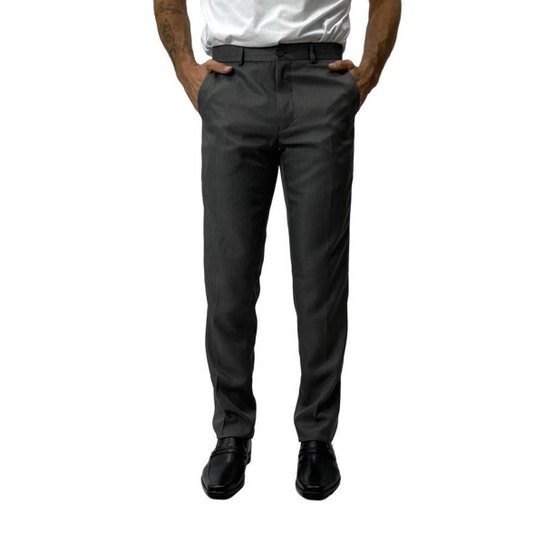 Calça Social Angelo Bertoni Slim Com Bolsos - Cinza Menor preço em Calça Social Angelo Bertoni Slim Com Bolsos - Cinza