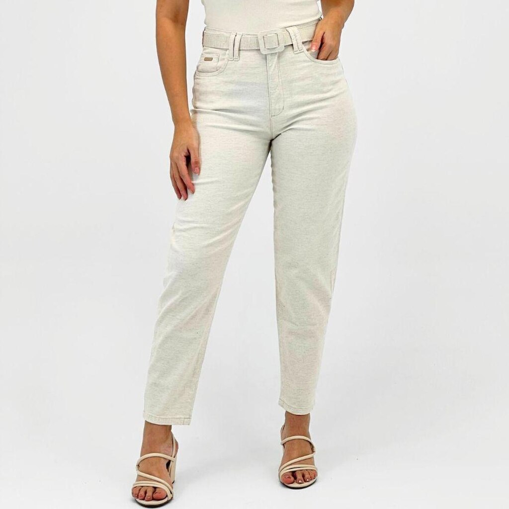 Calça Specific Jeans Reta em Tecido Feminina