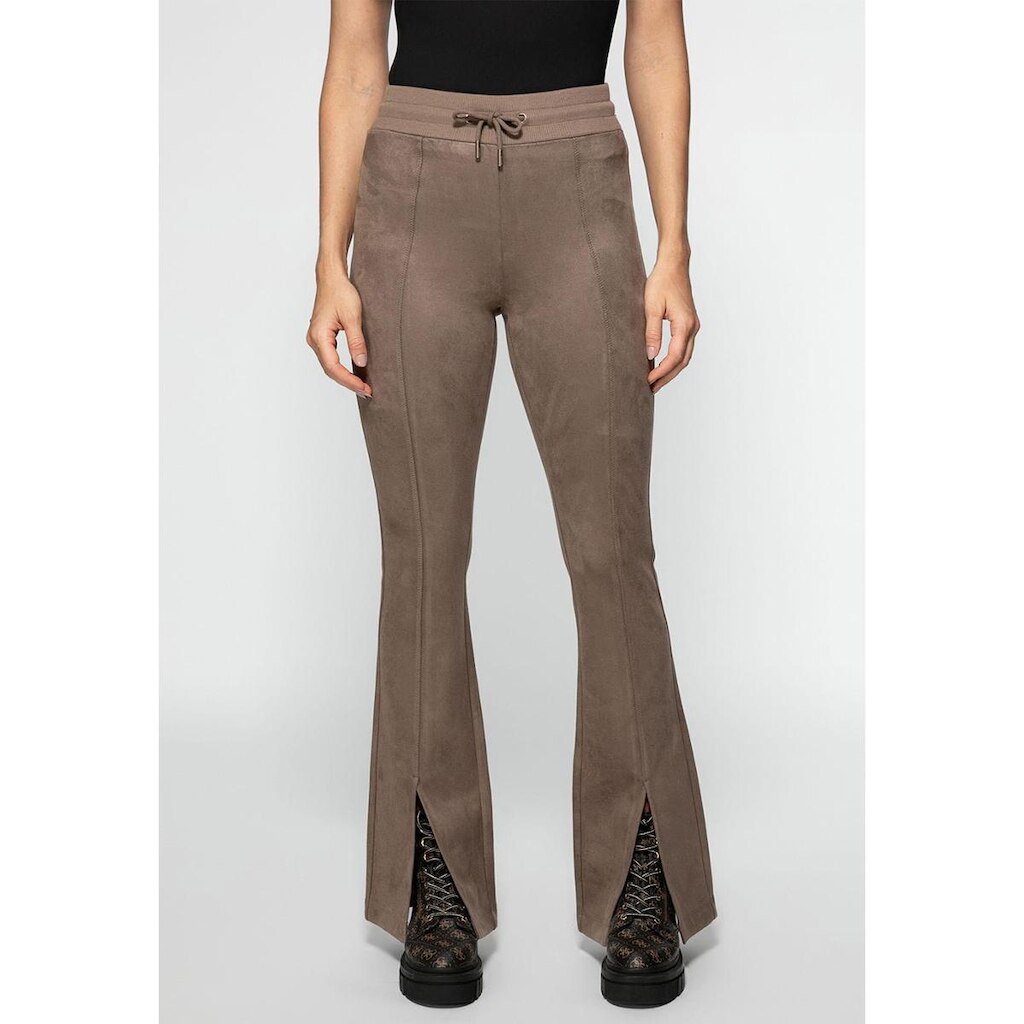 Calça Suede Eco Fenda Bege