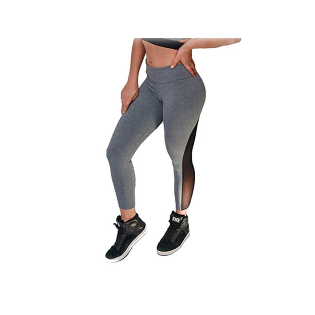 Calça Suplex Feminina Capri com detalhe em tule Cinza Mescla.