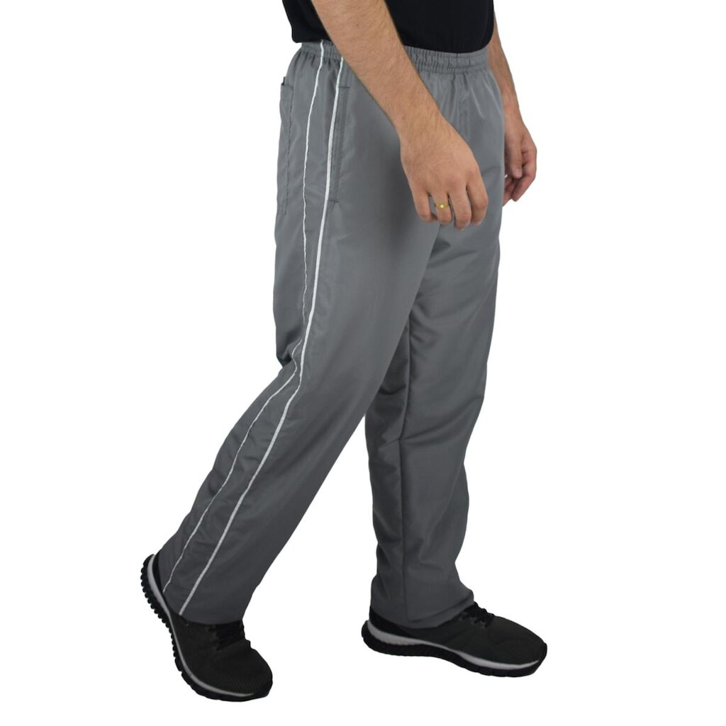 Calça Tactel Forrada masculina preta faixa filete