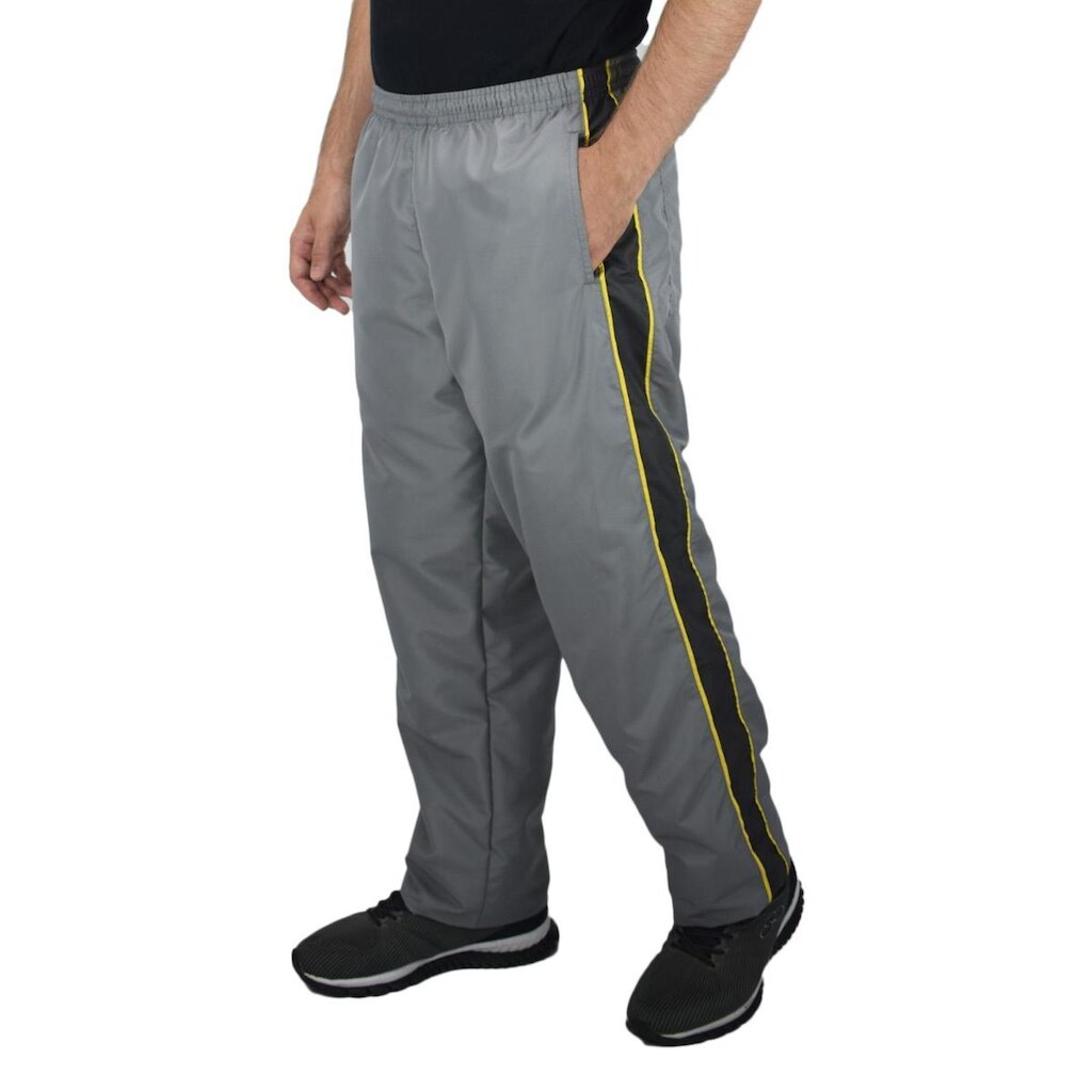Calça Tactel Forrada masculina preta faixa filete