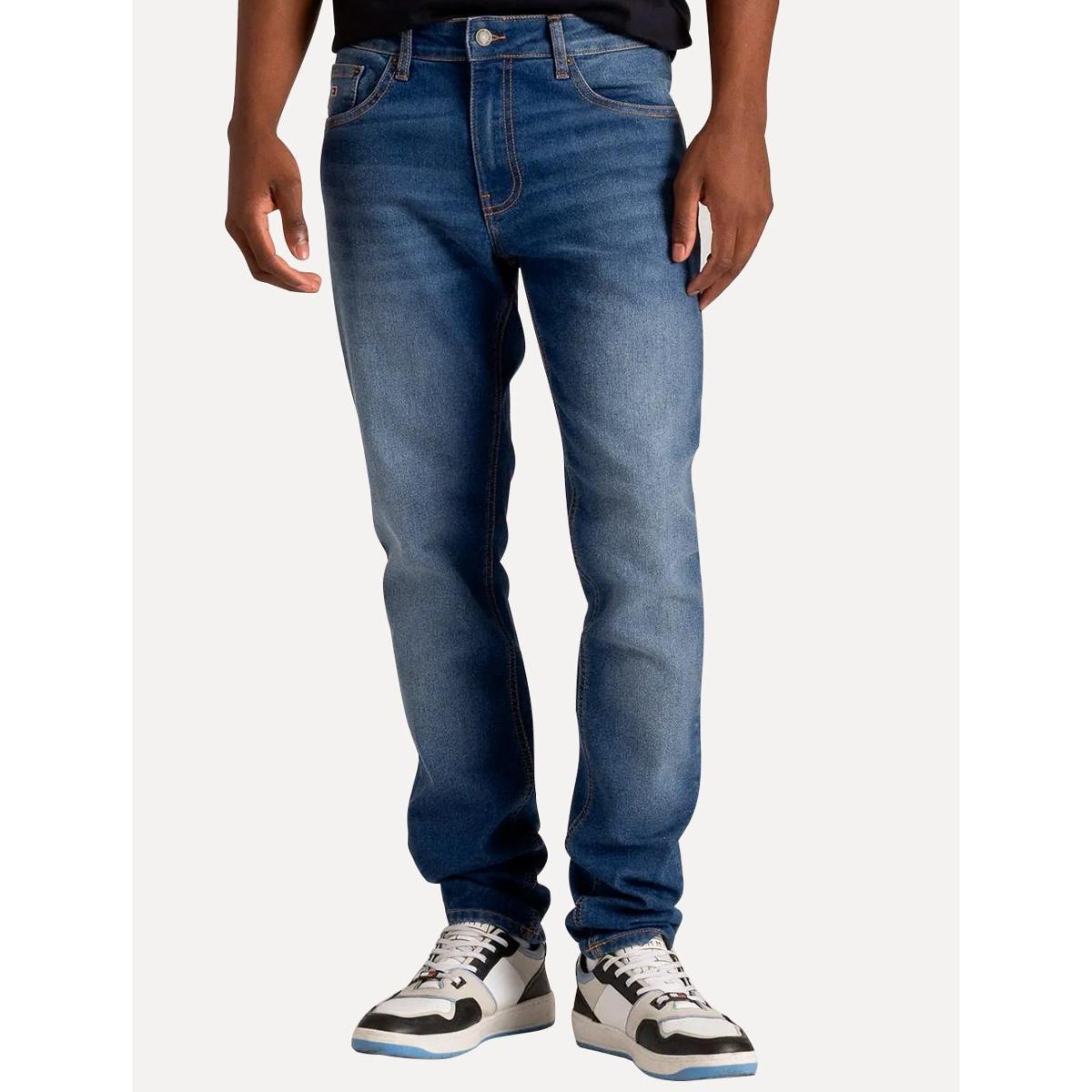 Calca Tommy Jeans Masculina Slim Scanton Flag Pocket Azul Medio Azul