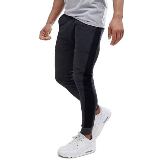 Calça Track Pants Moletom Fitness Masculina - Grafite+Preto Menor preço em Calça Track Pants Moletom Fitness Masculina - Grafite+Preto