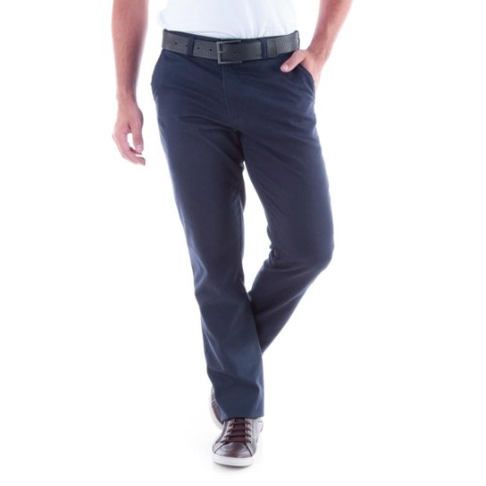 Calça Traymon Sarja Chino Regular Amaciada Masculina - Marinho Menor preço em Calça Traymon Sarja Chino Regular Amaciada Masculina - Marinho