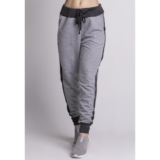Calça Unissex Moletom Bicolor - Chumbo Menor preço em Calça Unissex Moletom Bicolor - Chumbo