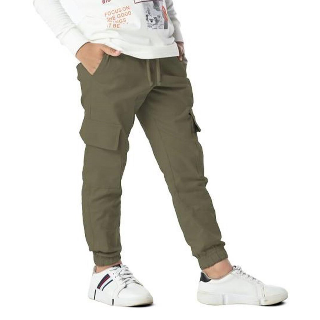 Calça Vrasalon Infantil Bolso Punho Cargo Sarja Masculina