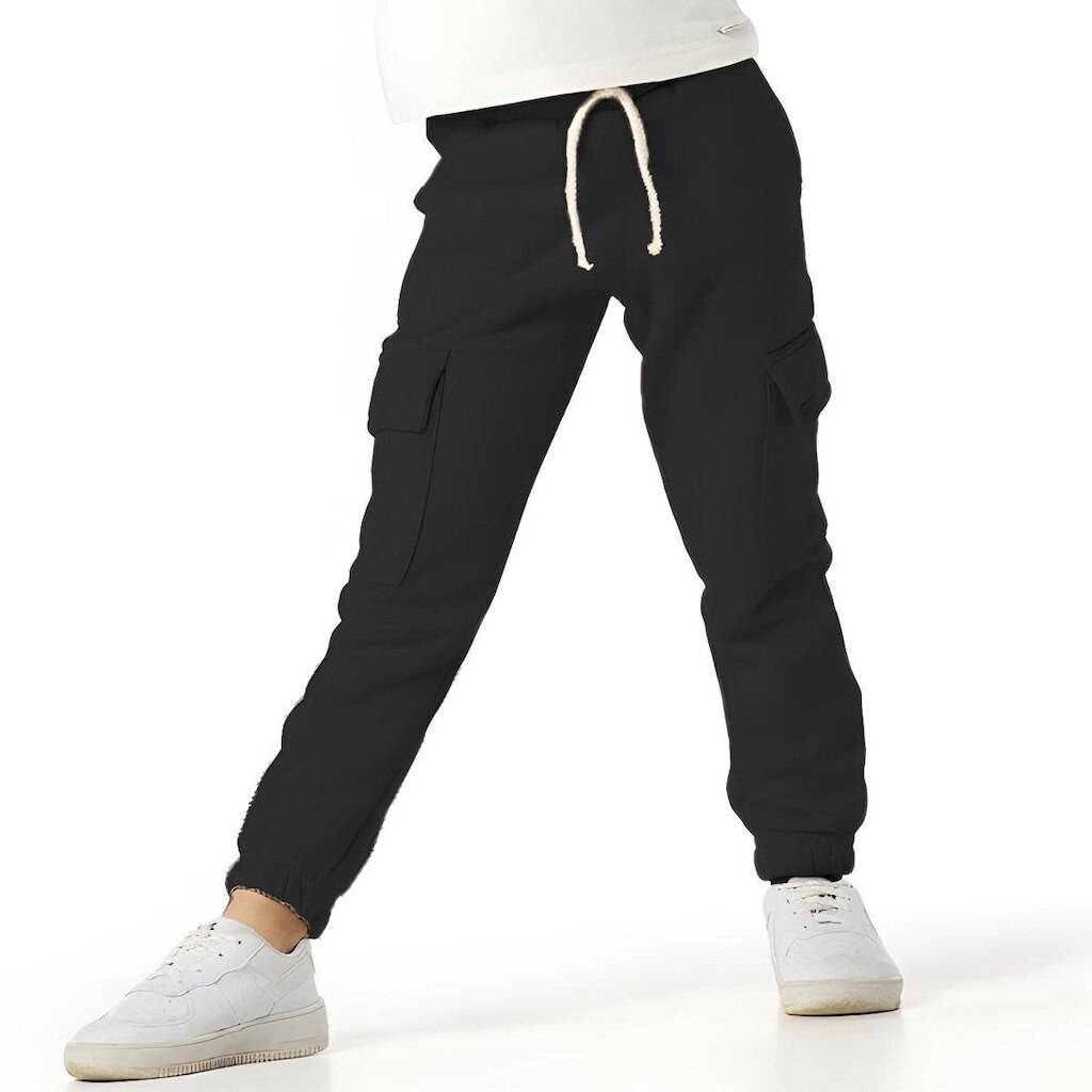 Calça Vrasalon Moletom Jogger Cargo Infantil Bolso Punho Feminina