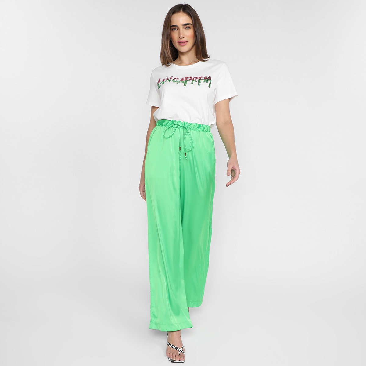 Calça Wide Leg Lança Perfume Amarração Feminina - 1