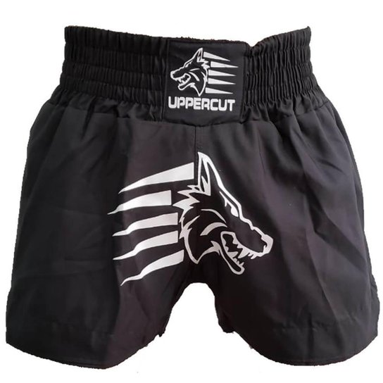 Calção Short Muay Thai Kickboxing Big Black Wolf - Preto - Preto Menor preço em Calção Short Muay Thai Kickboxing Big Black Wolf - Preto - Preto