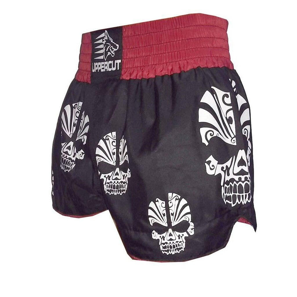 Calção Short Muay Thai / Kickboxing Multi Caveira - Preto/Verm - Uppercut