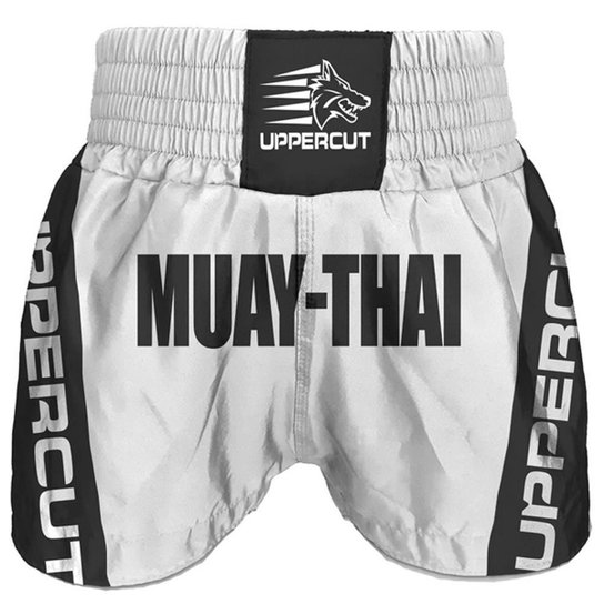 Calção Short Muay Thai Premium BR - Branco/Preto - Branco+Preto Menor preço em Calção Short Muay Thai Premium BR - Branco/Preto - Branco+Preto