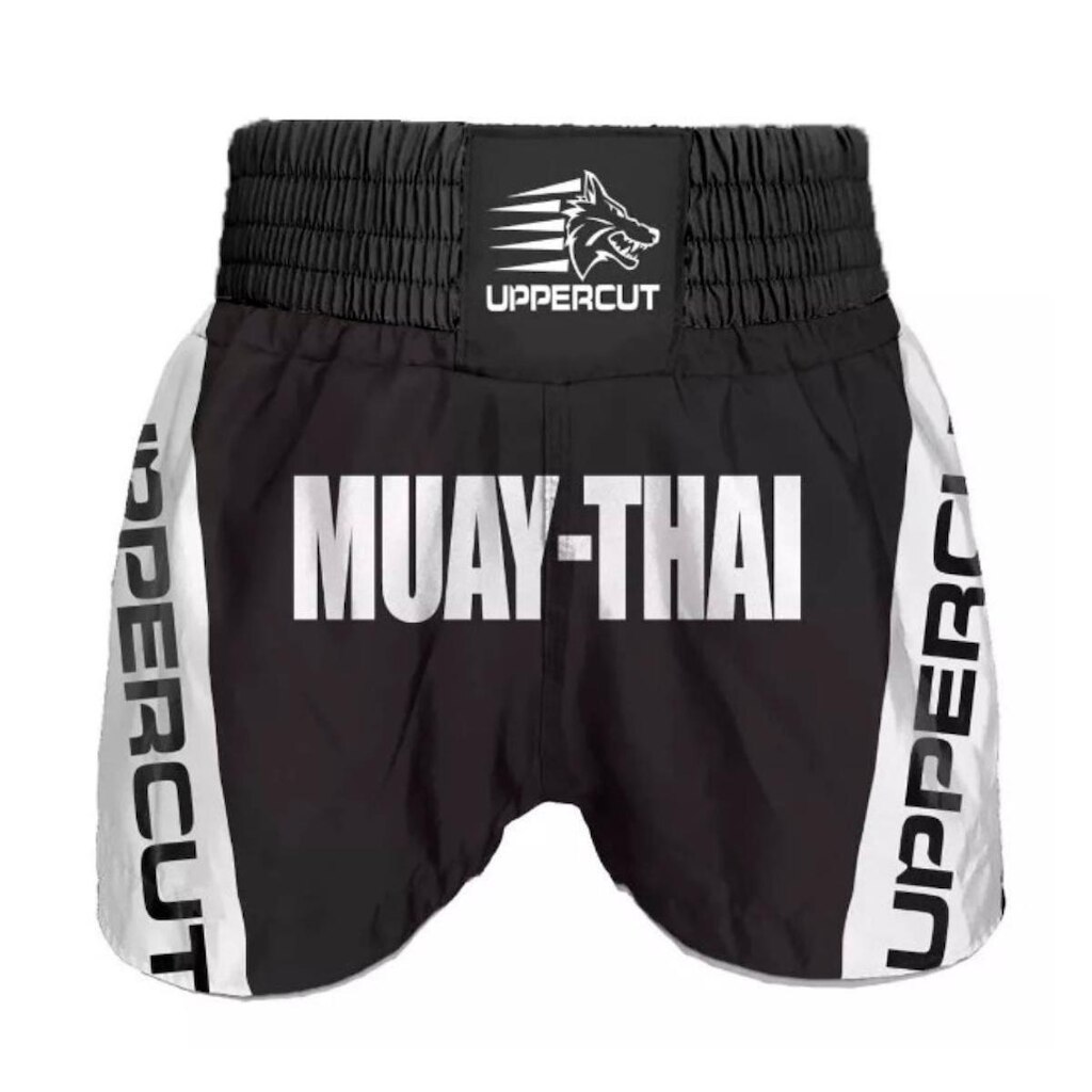 Calção Short Muay Thai Premium BR - Preto/Branco