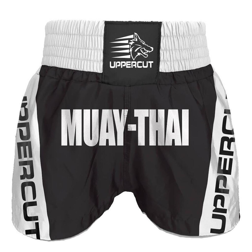 Calção Short Muay Thai - Premium - Preto/Branco - Uppercut