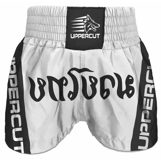 Calção Short Muay Thai Traditional Premium - Branco/Preto - Branco+Preto Menor preço em Calção Short Muay Thai Traditional Premium - Branco/Preto - Branco+Preto