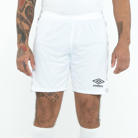 Calção Umbro Striker Masculino - Branco+Grafite Menor preço em Calção Umbro Striker Masculino - Branco+Grafite