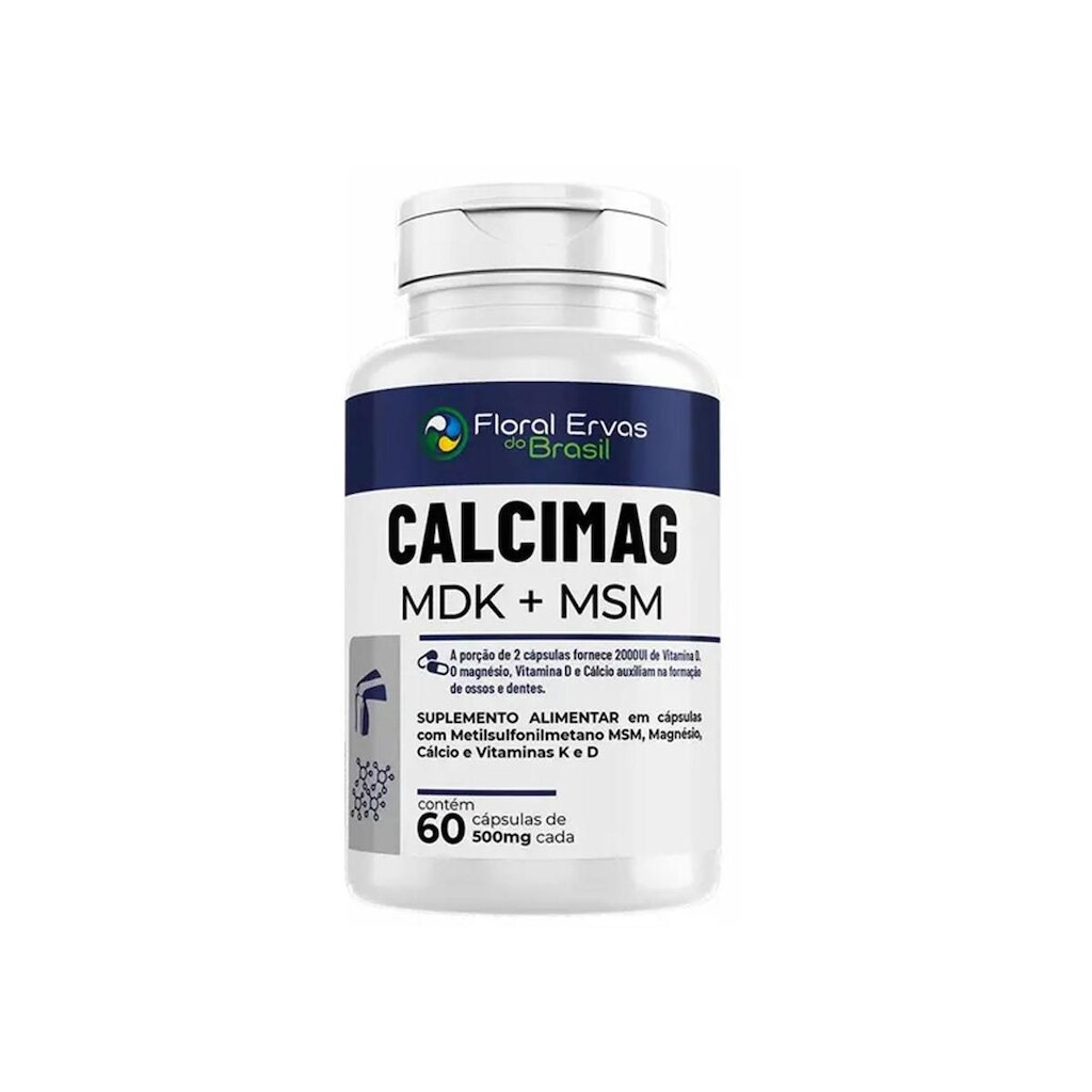 Calcimag MDK + MSM 500mg 60 cápsulas Floral Ervas do Brasil