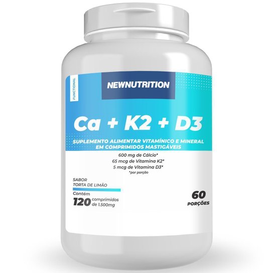 Cálcio com Vitamina K2 e Vitamina D3 - 120 Cápsulas NEWNUTRITION Menor preço em Cálcio com Vitamina K2 e Vitamina D3 - 120 Cápsulas NEWNUTRITION