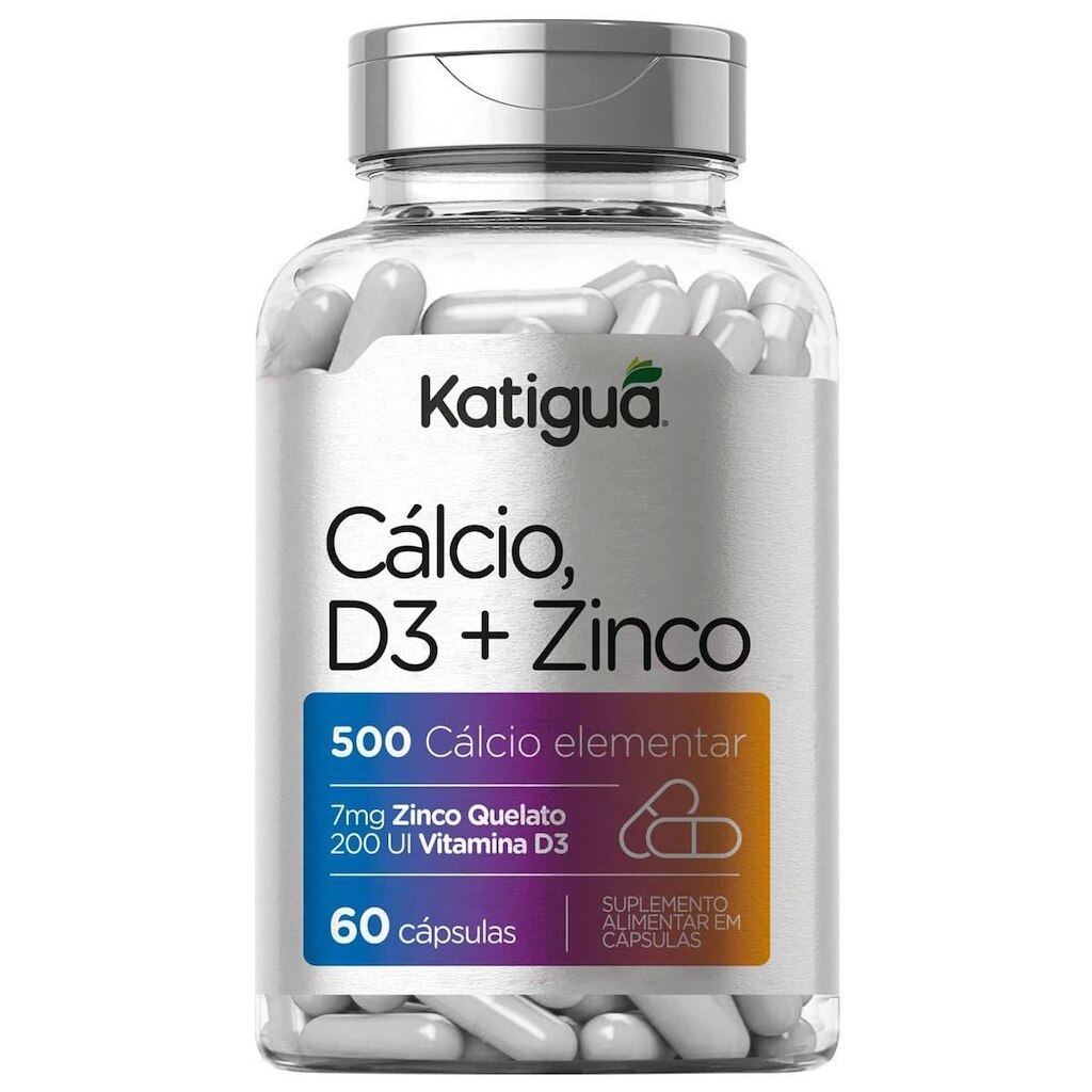 Cálcio, D3 + Zinco - 60 Cápsulas - Katiguá