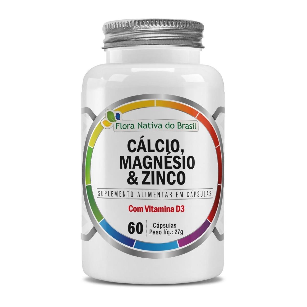 Cálcio + Magnésio + Zinco + Vitamina D3 60 Cápsulas Flora Nativa Menor preço em Cálcio + Magnésio + Zinco + Vitamina D3 60 Cápsulas Flora Nativa