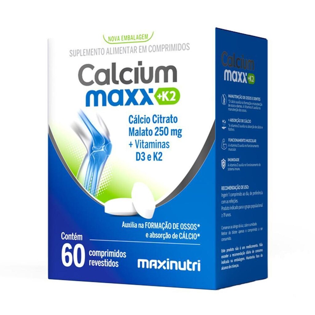Calcium Maxx K2 Cálcio Citrato Malato 250mg Maxinutri