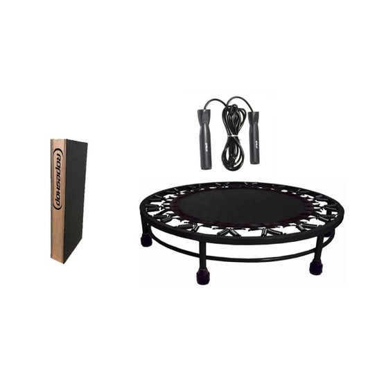 Cama Elastica Mini Jump Profissional + Corda de Pular + Step - Preto Menor preço em Cama Elastica Mini Jump Profissional + Corda de Pular + Step - Preto