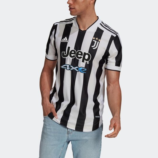 Camisa 1 Autêntica Juventus 21/22 Adidas - Branco+Preto Menor preço em Camisa 1 Autêntica Juventus 21/22 Adidas - Branco+Preto