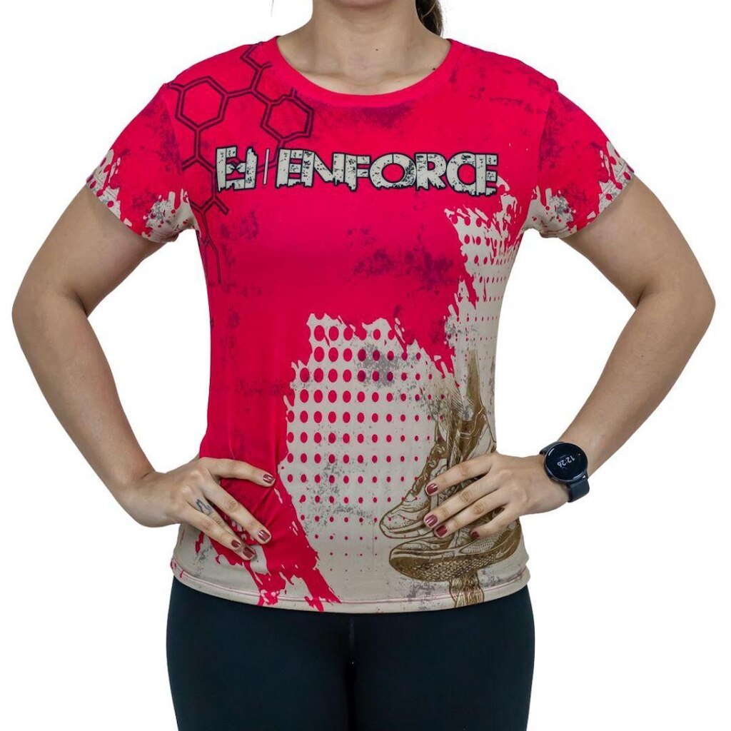 Camisa Academia Treino UV Enforce Feminina Rosa