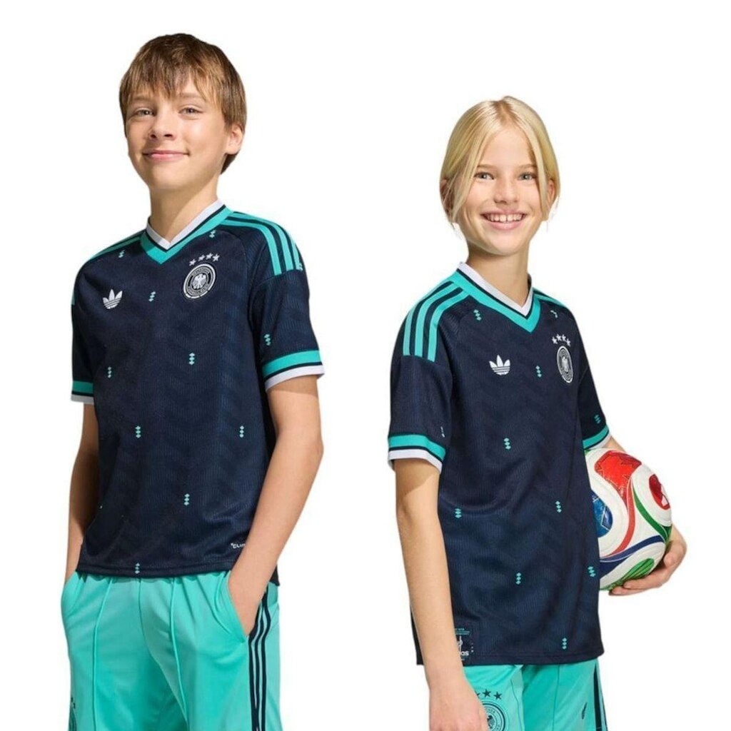 Camisa Adidas Alemanha II 2026/27 Infantil - Azul 13-14