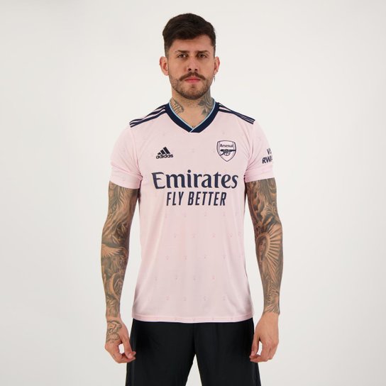 Camisa Adidas Arsenal Third 2023 - Rosa Menor preço em Camisa Adidas Arsenal Third 2023 - Rosa