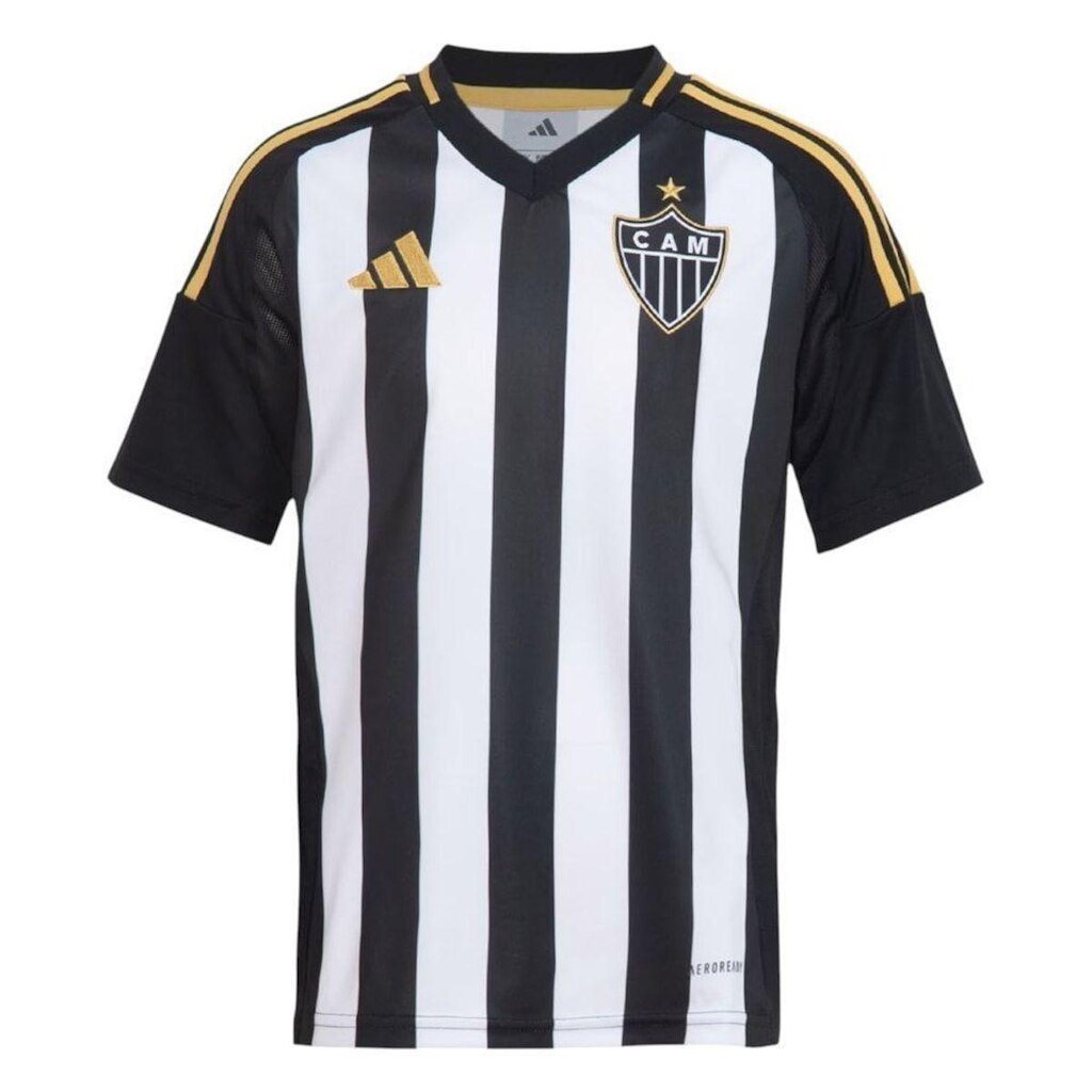 Camisa Adidas Atletico Mineiro I 2025/26 Infantil - Preto e Branco 11-12
