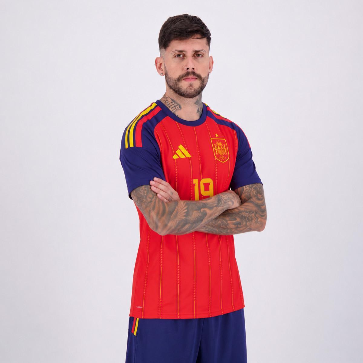 Camisa Adidas Espanha Home 2026 19 Lamine Yamal - Vermelho | Netshoes