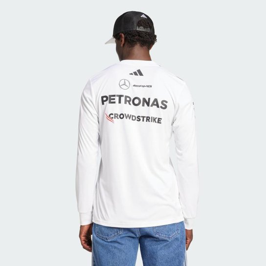 Camisa Adidas Manga Longa Mercedes Amg Petronas Fórmula 1 Team White Driver Masculino