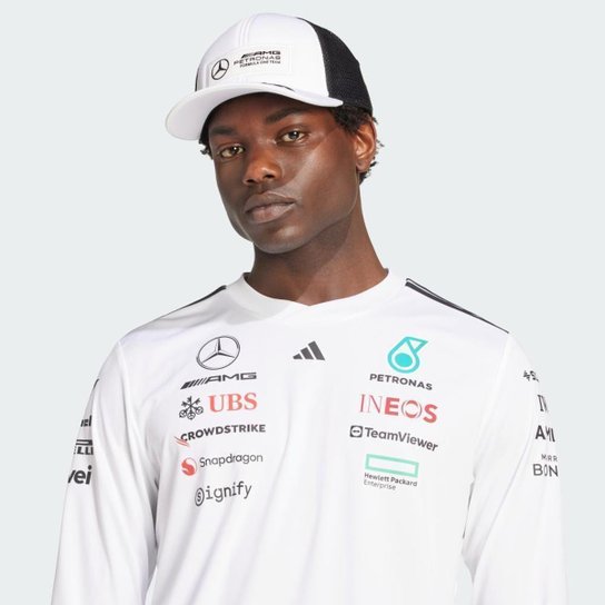 Camisa Adidas Manga Longa Mercedes Amg Petronas Fórmula 1 Team White Driver Masculino