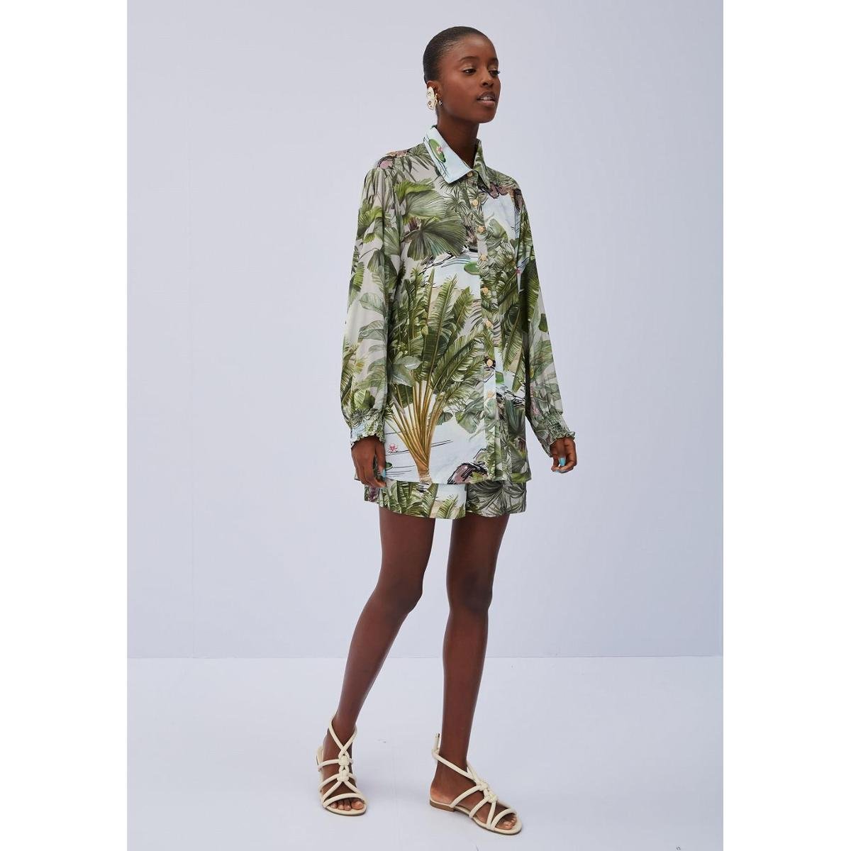 camisa alongada verde