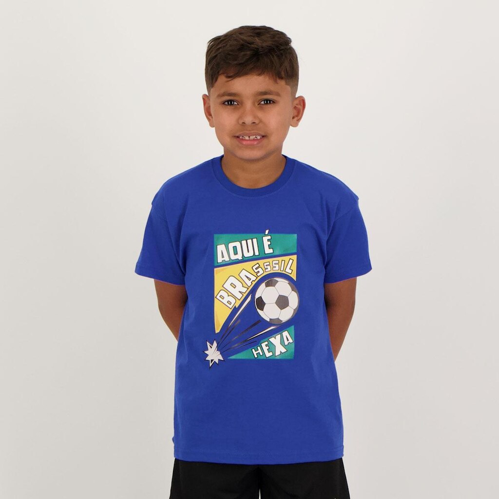Camisa Aqui é Brasil Infantil Azul