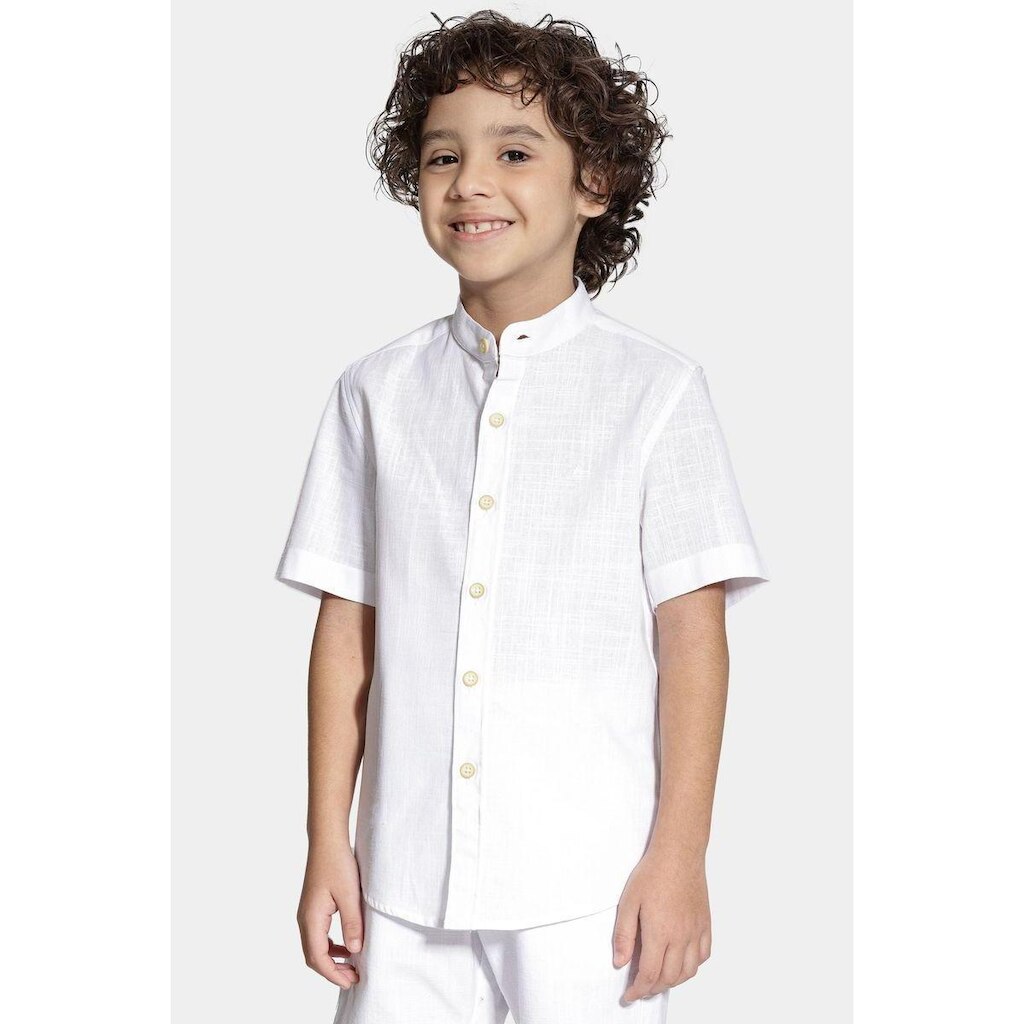 Camisa Aramis Algodão Manga Curta Gola Padre Branco