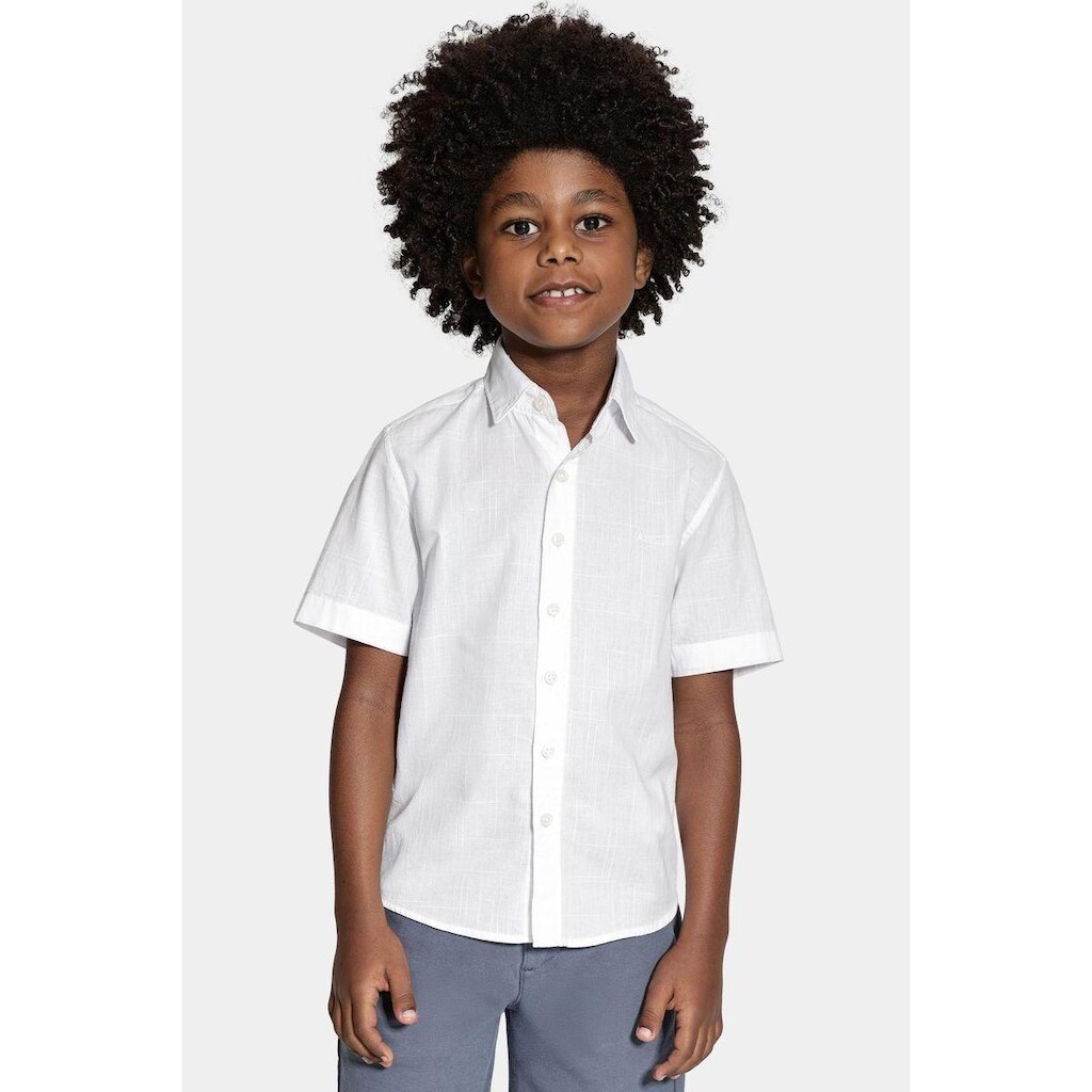Camisa Aramis Infantil Manga Curta Flamê Bosco Branco